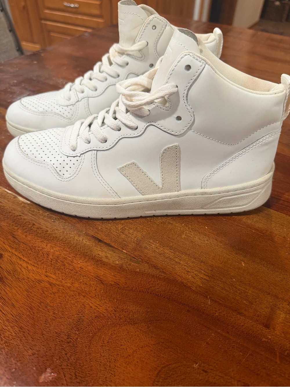 Veja White High-Top Sneakers with Grey Trim
